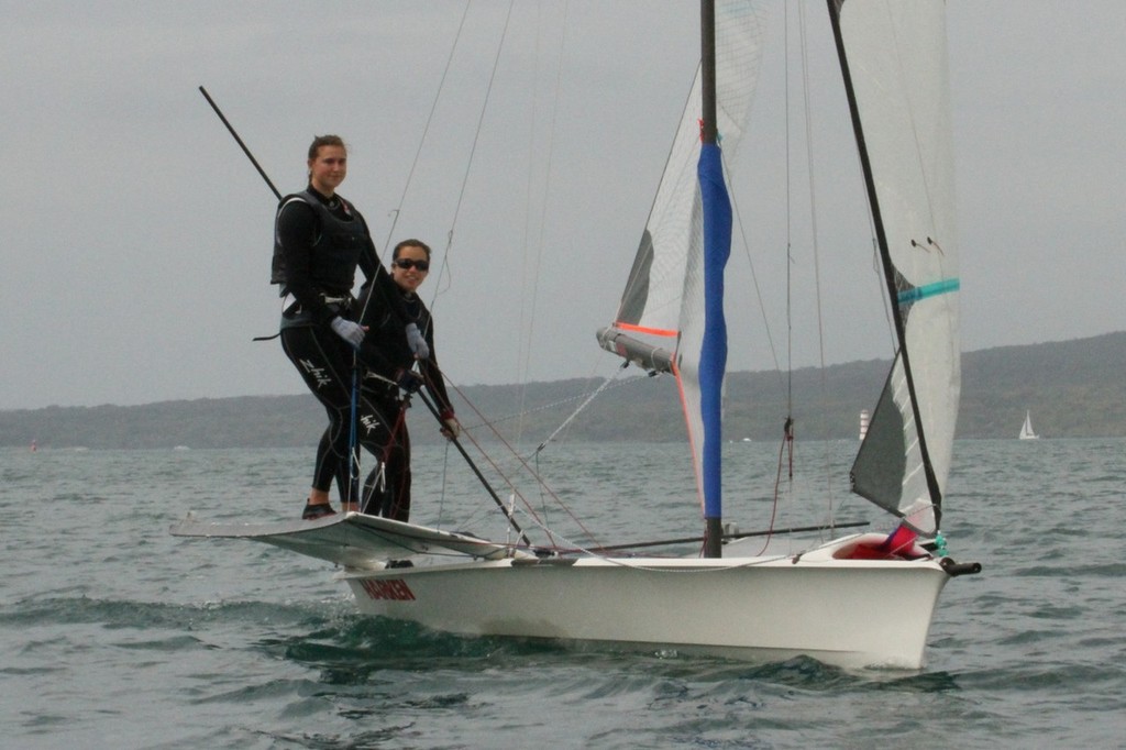 Alex Maloney (helm) and Molly Meech test sail the Mackay Womens High Performance Skiff Trials entrant - Takapuna October 2011 © Richard Gladwell www.photosport.co.nz